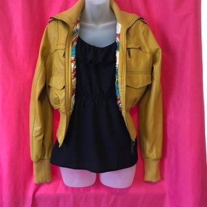 JOU JOU Faux- leather bomber jacket size small